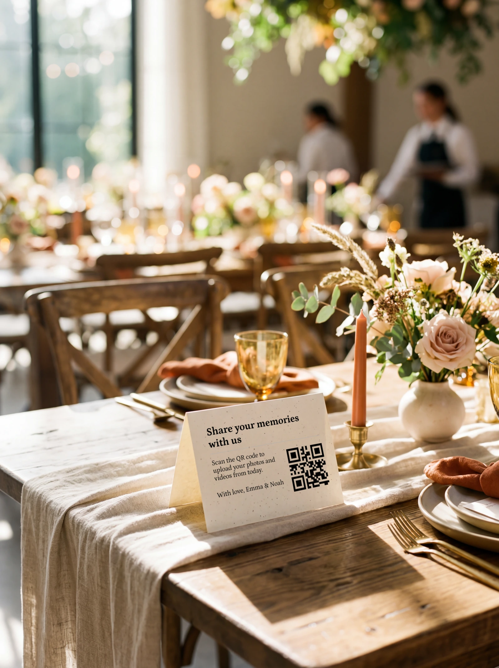 Table card in direct sunlight glare that can wash out its contrast